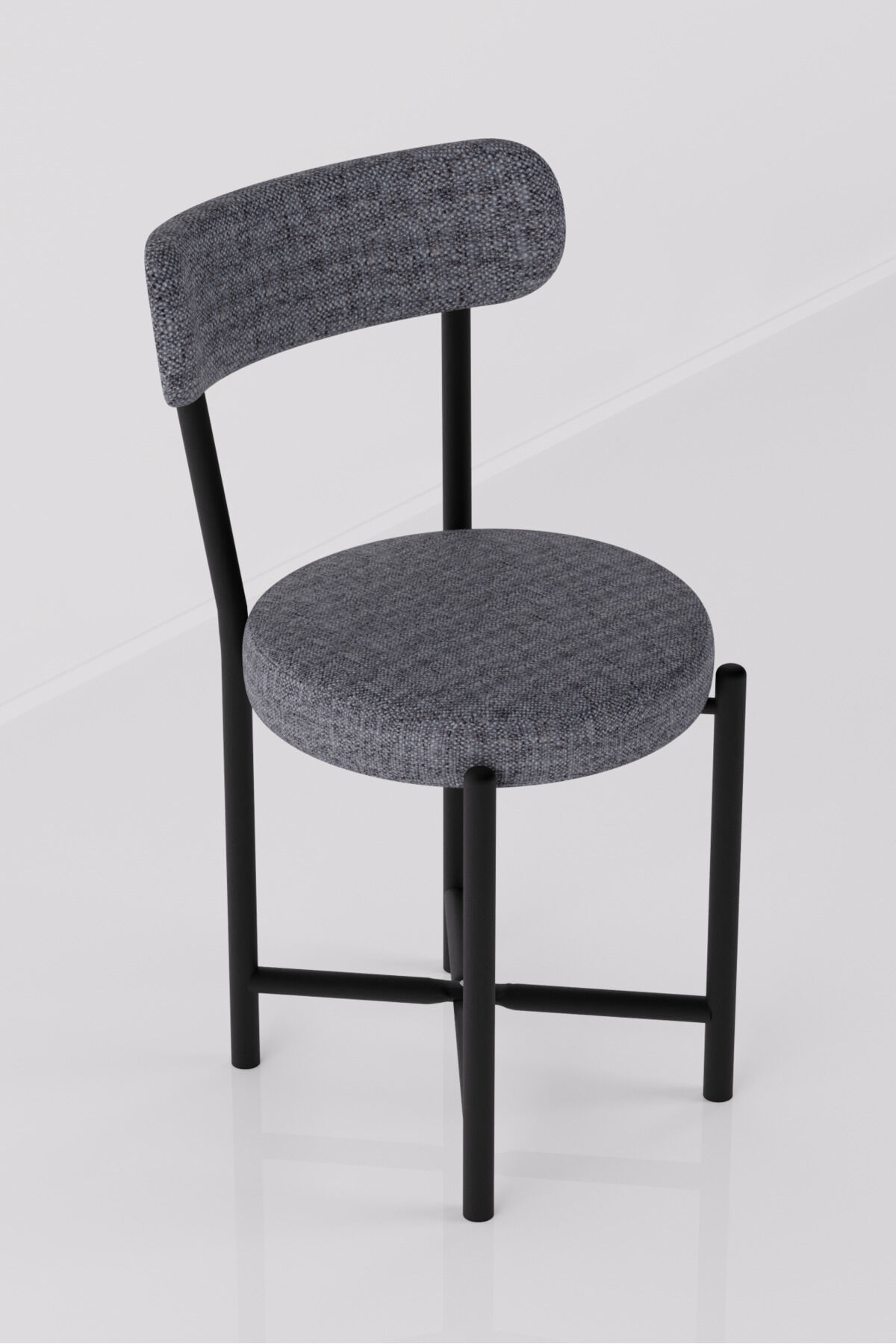 Teddy 9816 Chair 1-Piece Linen Fabric Metal Legs Modern Kitchen Chair Cafe Balcony Office Grey