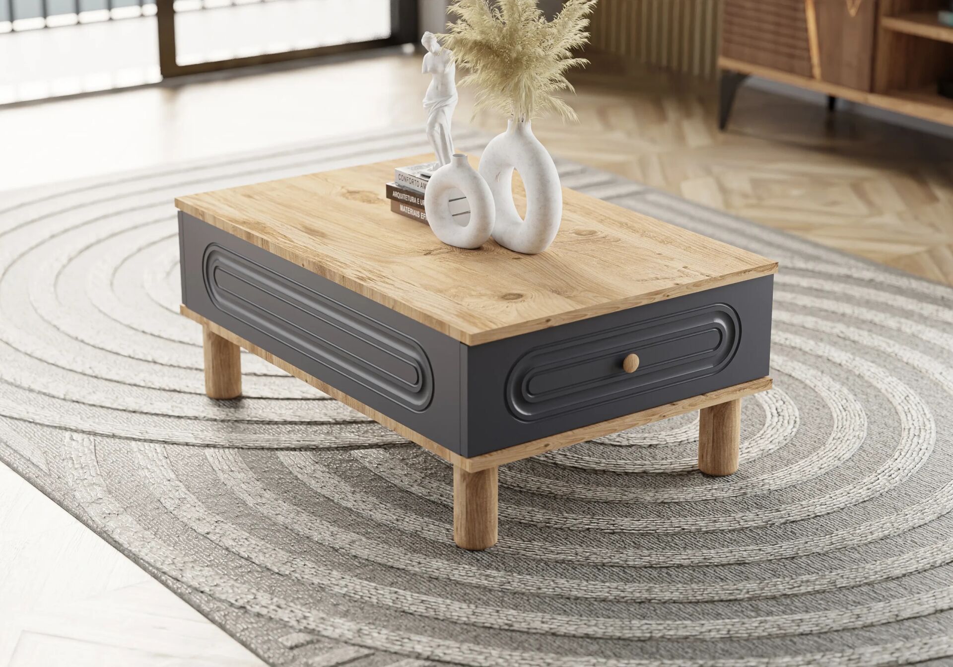 Bohem Antrasit-Atlantik Çam Orta Sehpa TN0514