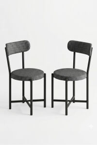 Sandalye 2 Adet Keten Kumaş Metal Ayak Modern Mutfak Sandalyesi Cafe Balkon Ofis Teddy 9813 Antrasit