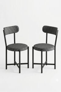 Sandalye 2 Adet Keten Kumaş Metal Ayak Modern Mutfak Sandalyesi Cafe Balkon Ofis Teddy 9813 Antrasit