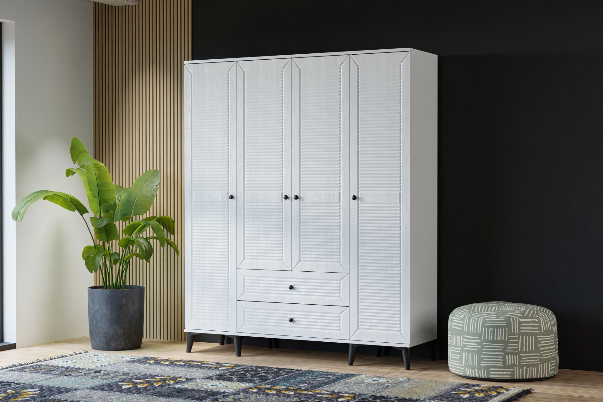 Naz 4 Kapılı Dolap - Beyaz TN0429