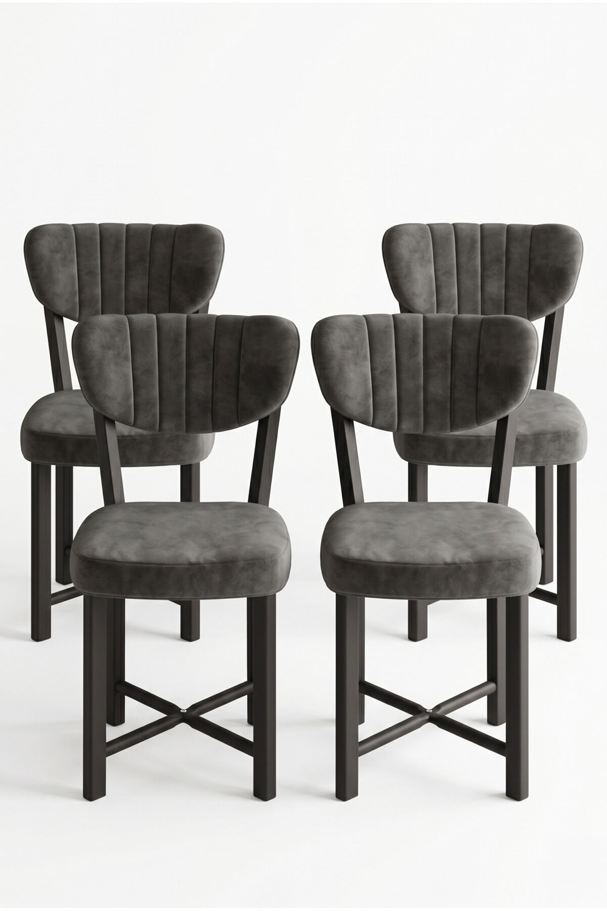 Elma Chair 4-Piece Baby Face Fabric Metal Legs Modern Kitchen Chair Cafe Balcony Office