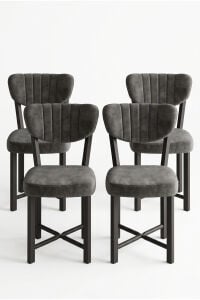 Sandalye 4 Adet Baby Face Kumaş Metal Ayak Modern Mutfak Sandalyesi Cafe Balkon Ofis Elma