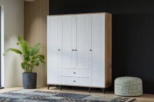 Naz 4 Kapılı Dolap - Atlantik Çam / Beyaz TN0430