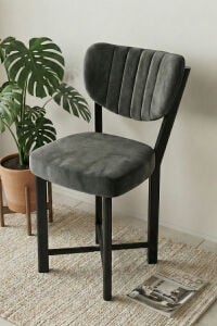 Sandalye 1 Adet Baby Face Kumaş Metal Modern Mutfak Sandalyesi Cafe Balkon Ofis Elma 9815 Antrast