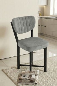 Sandalye 1 Adet Baby Face Kumaş Metal Modern Mutfak Sandalyesi Cafe Balkon Ofis Elma 9814 Gri