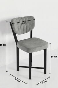 Sandalye 1 Adet Baby Face Kumaş Metal Modern Mutfak Sandalyesi Cafe Balkon Ofis Elma 9814 Gri