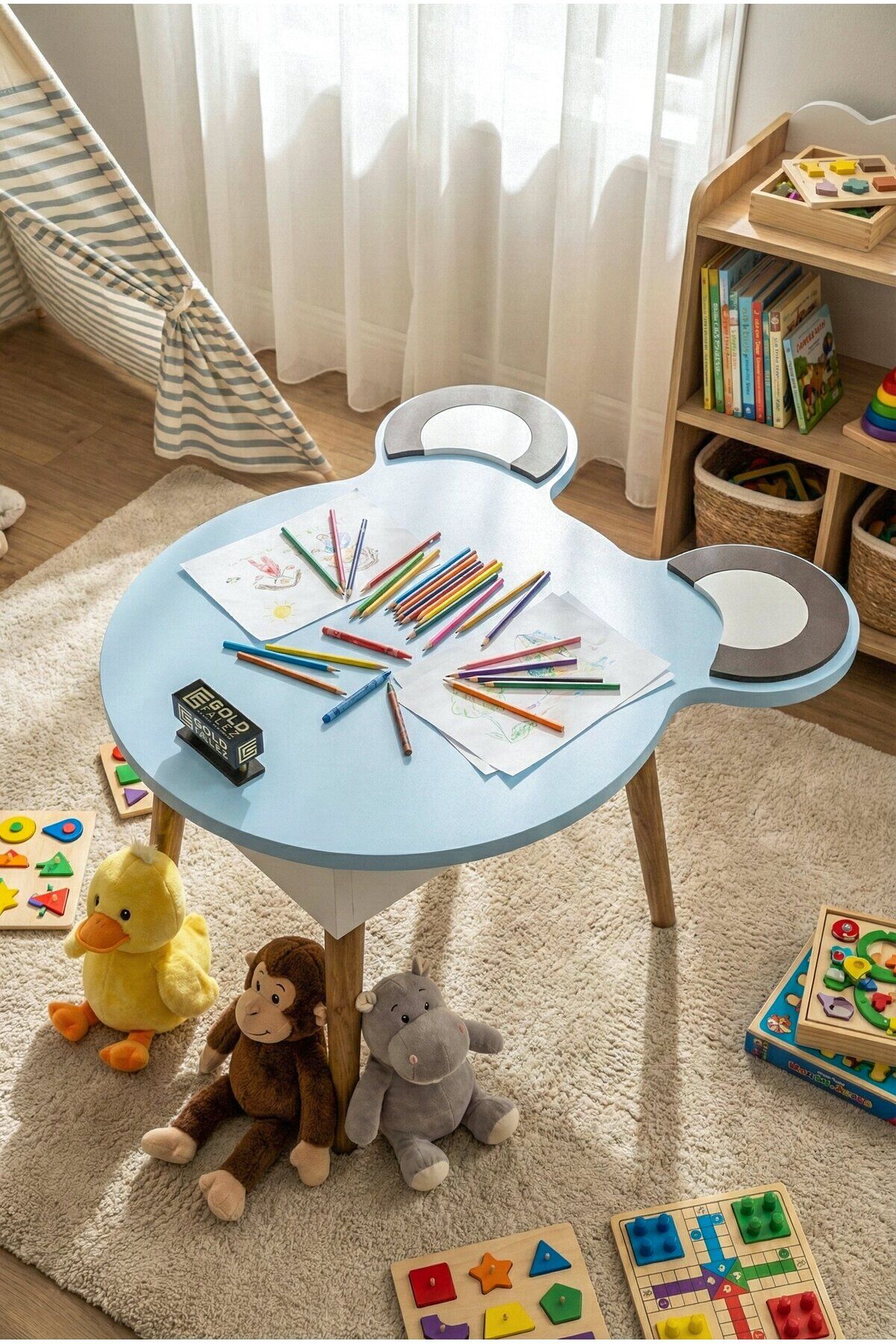 MD Happy Face Children's Table Blue
