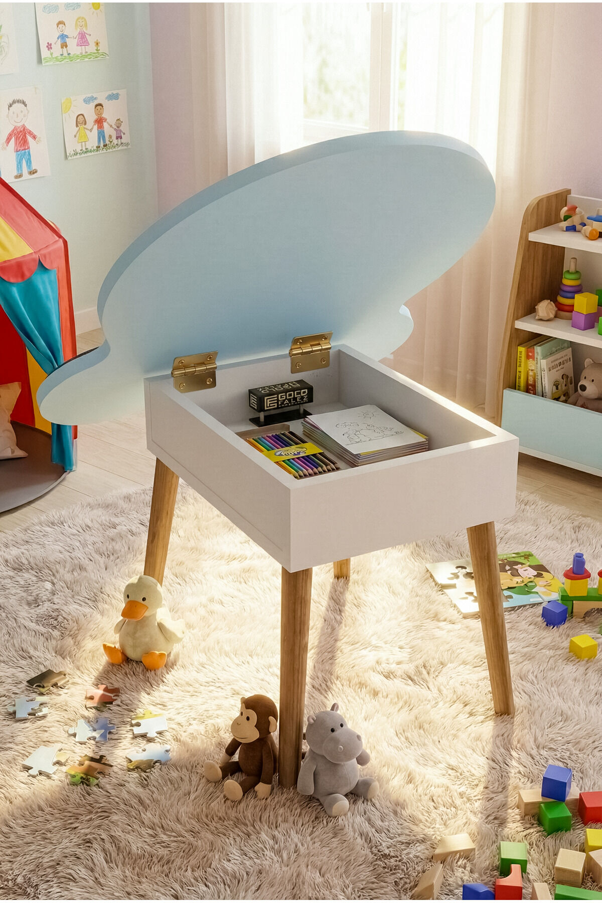 MD Happy Face Children's Table Blue
