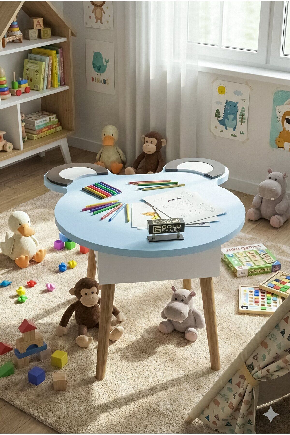 MD Happy Face Children's Table Blue