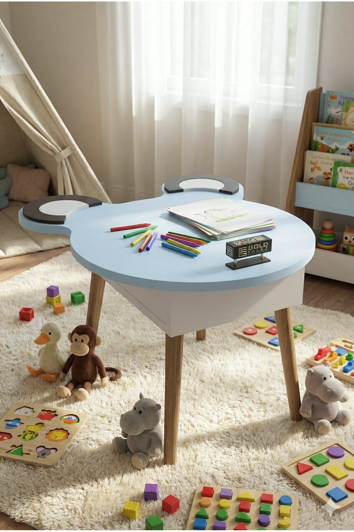 MD Happy Face Children's Table Blue