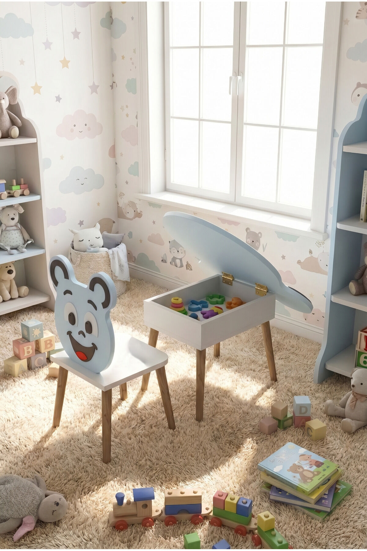 MD Happy Face Children's Table Blue