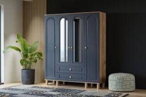 Bohem 4 Kapılı Dolap - Atlantik Çam / Antrasit TN0434