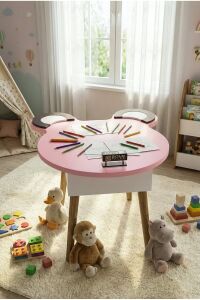 MD Happy Face Çocuk Masası Pembe