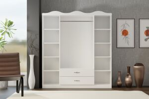 Taçlı 4 Kapılı Dolap - Beyaz TN0435