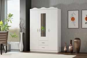 Taçlı 3 Kapılı Dolap - Beyaz TN0438