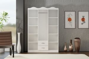 Taçlı 3 Kapılı Dolap - Beyaz TN0438