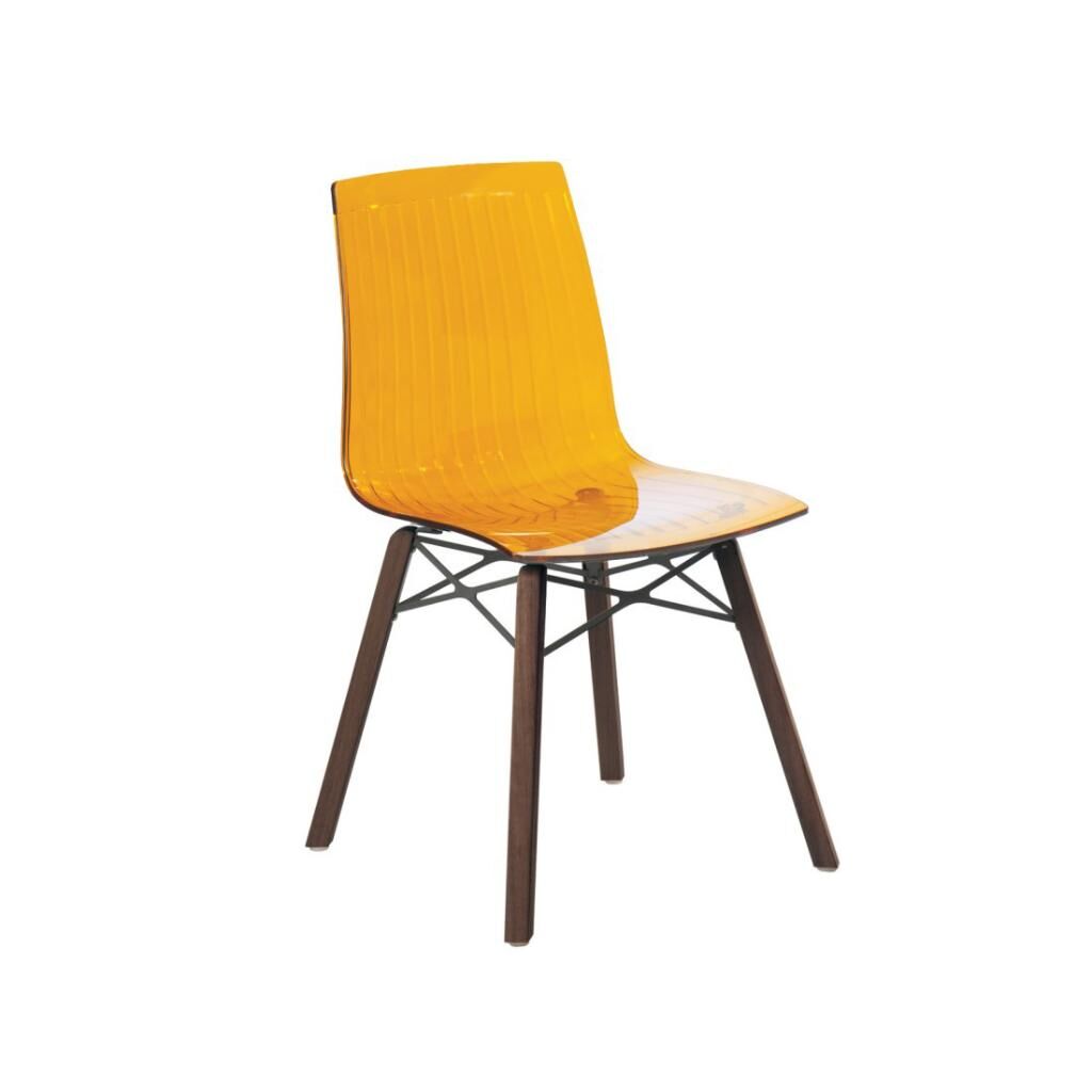 X-treme S Wox (iroko) Turuncu Transparan - Iroko Ahşap Mutfak Sandalyesi PPT1431