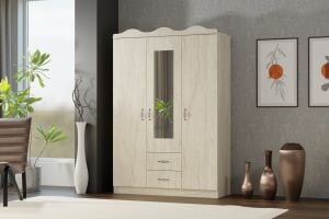 Taçlı 3 Kapılı Dolap - Traverten TN0440