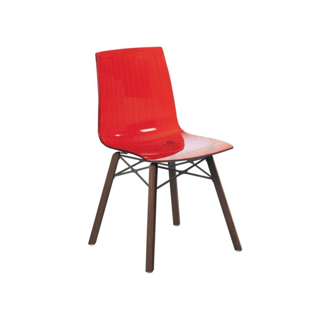 X-treme S Wox (iroko) Kırmızı Transparan - Iroko Ahşap Mutfak Sandalyesi PPT1433