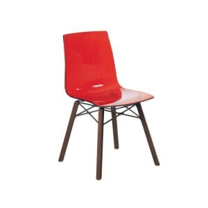 X-treme S Wox (iroko) Kırmızı Transparan - Iroko Ahşap Mutfak Sandalyesi PPT1433