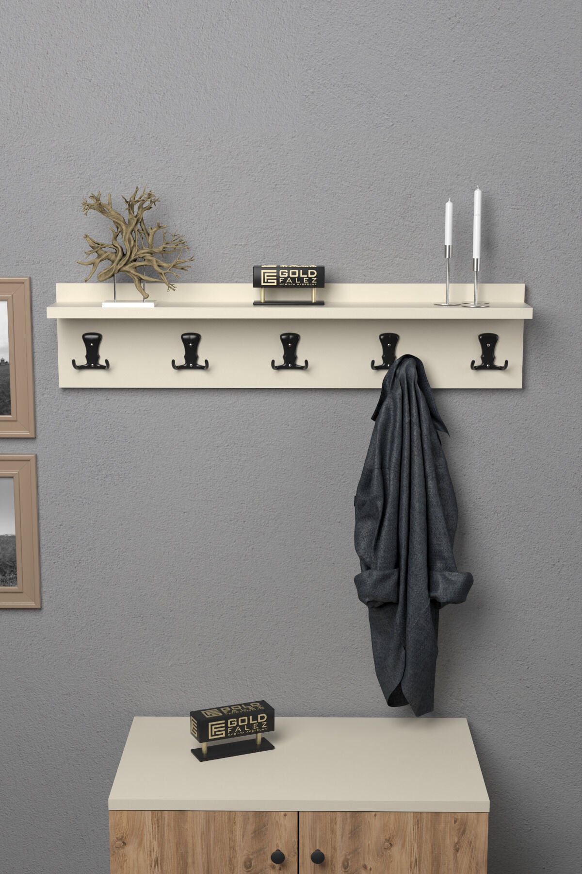 MD Wall Hanger Coat Rack Ecru 80