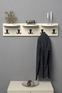 İlkal Üst Raflı Duvar Askılığı Bej 80 cm