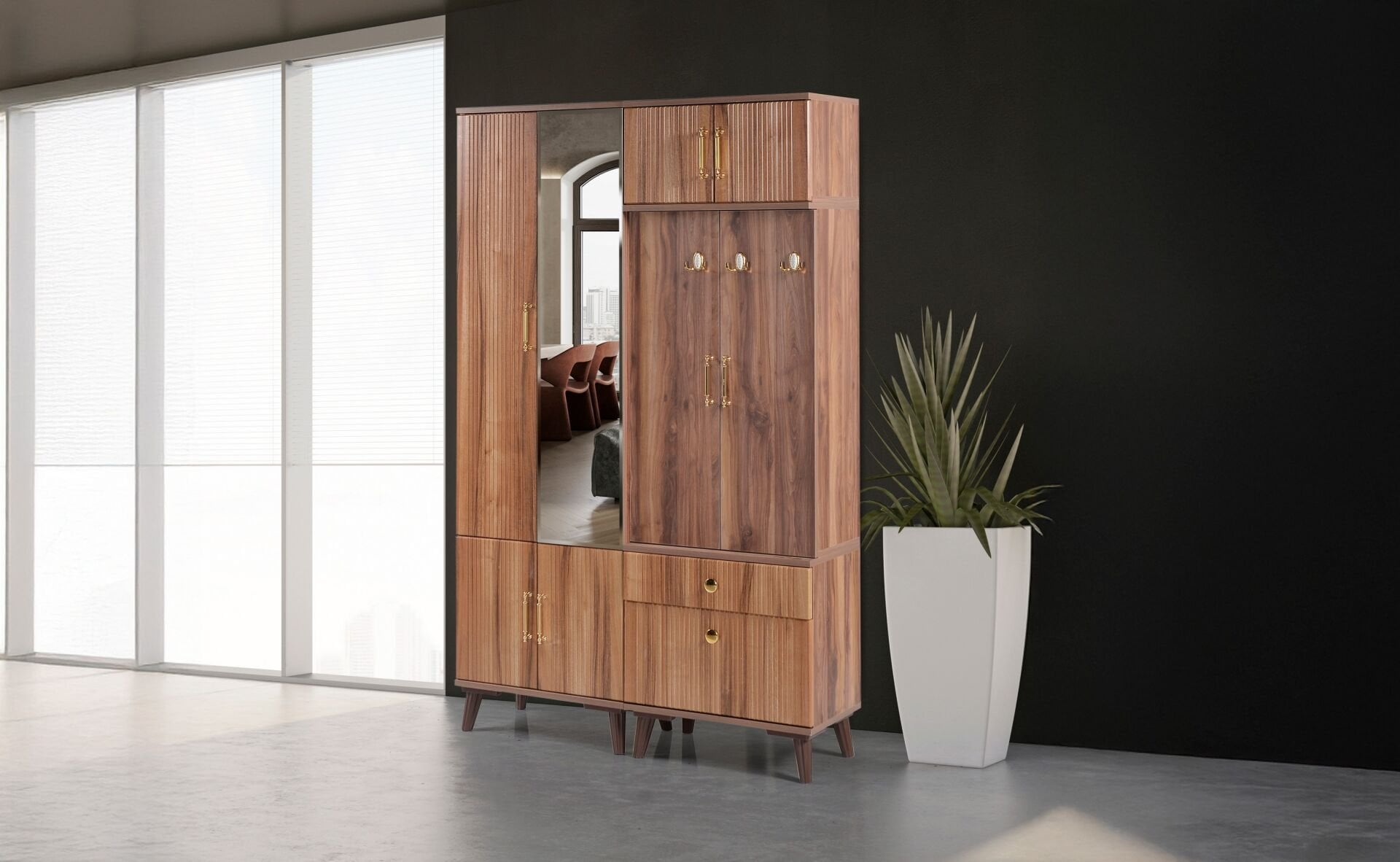 Ebruli Portmanto - Atlantik Çam / Ceviz TN0454