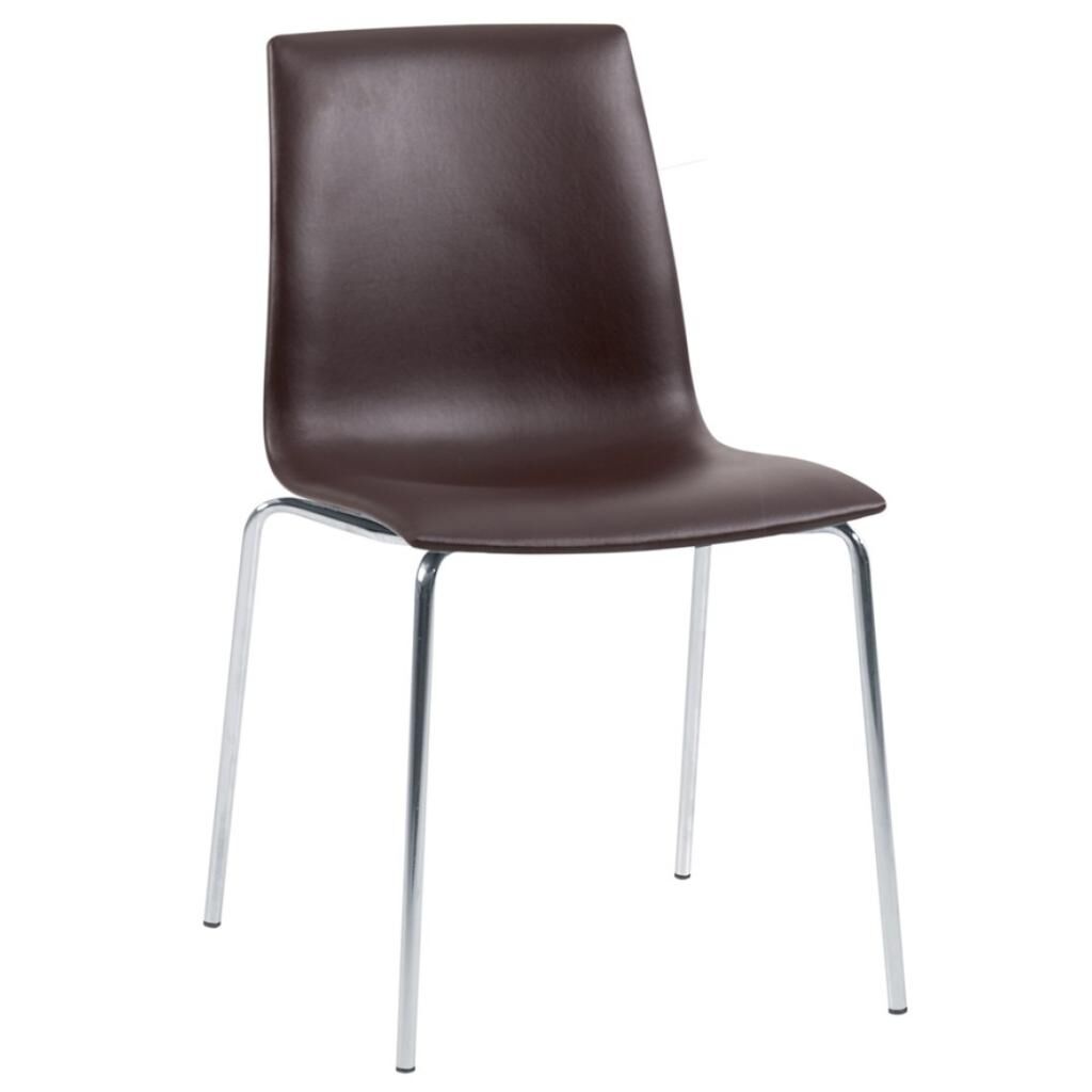 X-treme SD Kahverengi Suni Deri - Krom Kaplama Mutfak Sandalyesi PPT1449