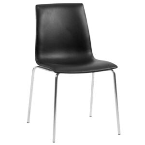 X-treme SD Siyah Suni Deri - Krom Kaplama Mutfak Sandalyesi PPT1450