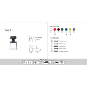 Yugo-S Beyaz - Krom Kaplama Mutfak Sandalyesi PPT1457