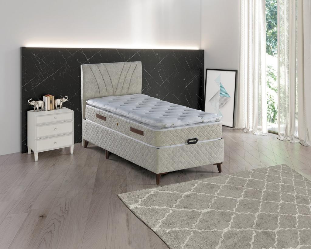 Lara Cream Mattress, Divan Base & Headboard Set 90x190 E1007