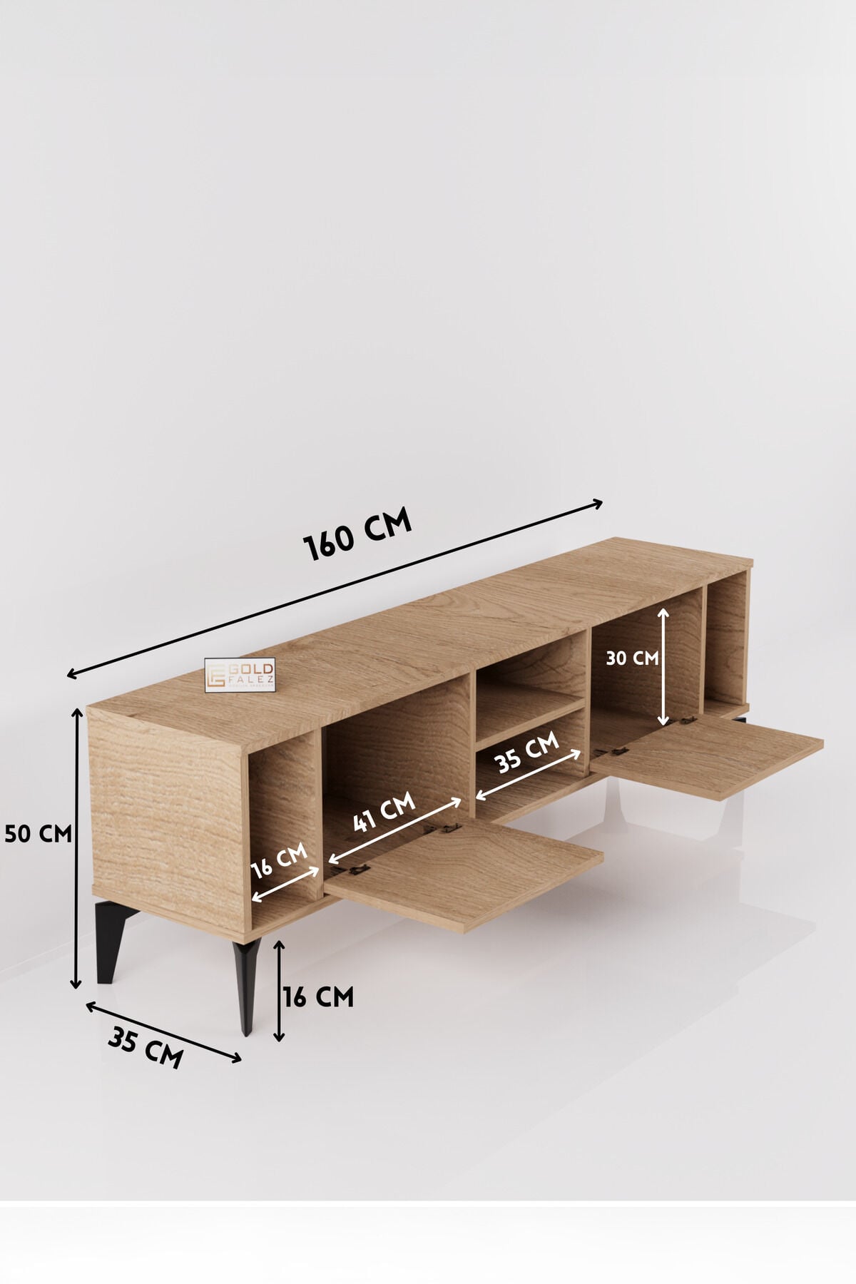 MD Linya TV Table Melamine-faced chipboard Beige 160x35 cm