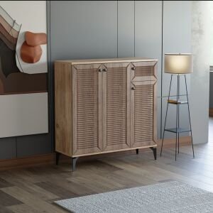 Naz Atlantik Çam - Ceviz Ayakkabılık 3 Kapak TN0465