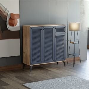 Naz Atlantik Çam Antrasit Ayakkabılık 3 Kapak TN0466