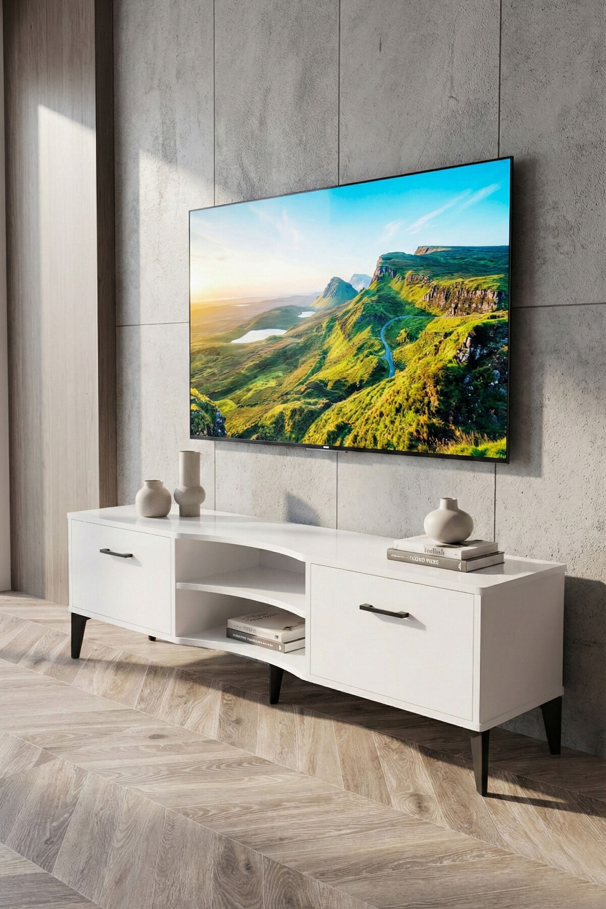 MD Vera TV Sehpası Suntalam Beyaz 160x35 cm