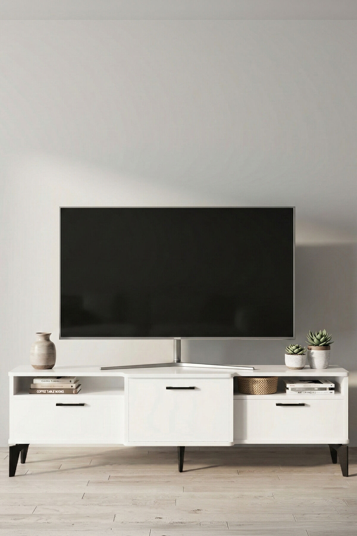 MD Mistral TV Sehpası Metalik Beyaz 160x40 cm