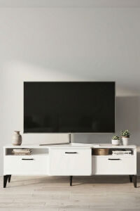 MD Mistral TV Sehpası Metalik Beyaz 160x40 cm