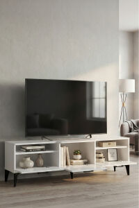 MD Mistral TV Sehpası Metalik Beyaz 160x40 cm