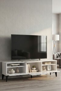 MD Mistral TV Sehpası Metalik Beyaz 160x40 cm