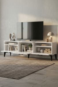 MD Mistral TV Sehpası Metalik Beyaz 160x40 cm