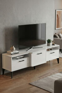 MD Mistral TV Sehpası Metalik Beyaz 160x40 cm