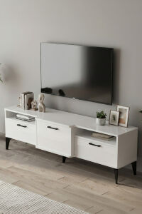 MD Mistral TV Sehpası Metalik Beyaz 160x40 cm