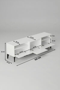MD Mistral TV Sehpası Metalik Beyaz 160x40 cm