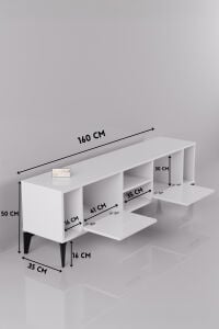 MD Linya TV Sehpası Suntalam Beyaz 160x35 cm