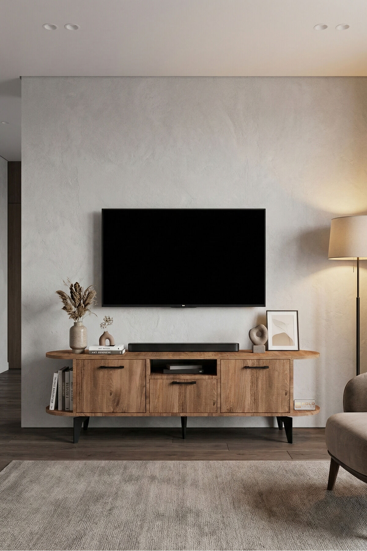 MD Mira TV Sehpası Suntalam Siyah 160x35 cm