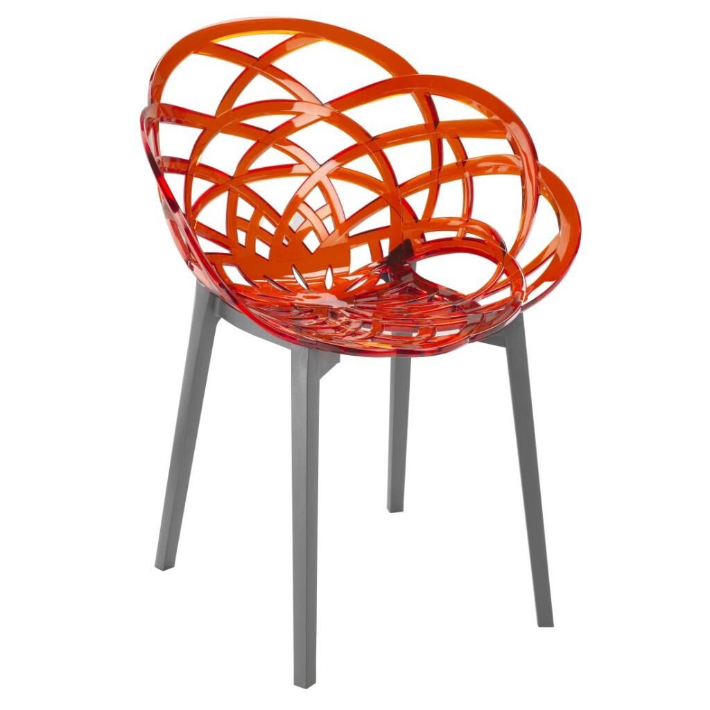 Flora Kırmızı Transparan - Antrasit Sandalye PPT1111