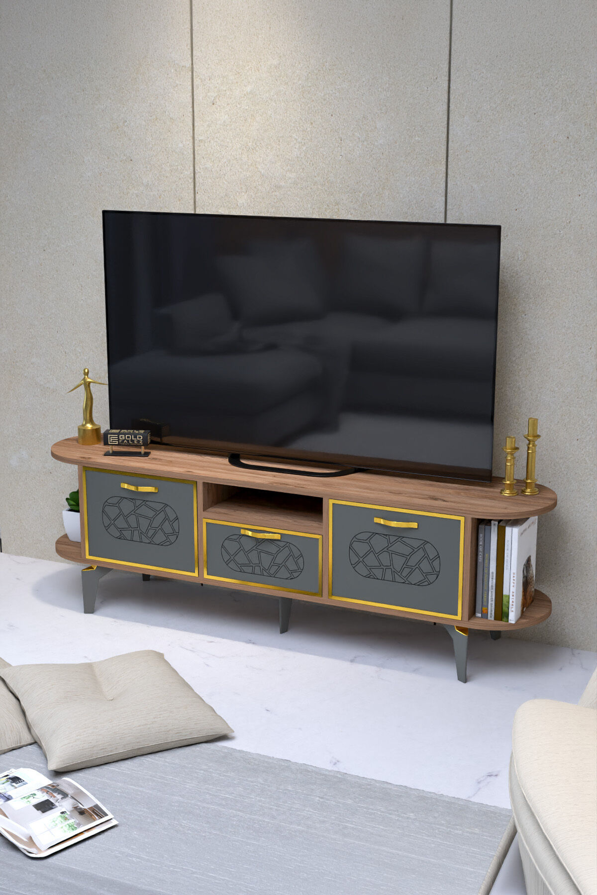 MD Mira Gold TV Ünitesi Kahverengi 160