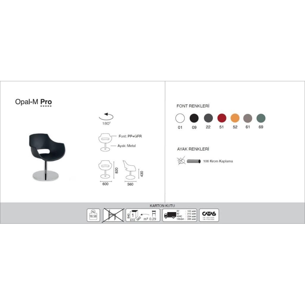 Opal-M Pro Anthracite - Chrome-Plated Kitchen Chair PPT1344