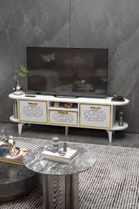 MD Mira Gold TV Ünitesi Beyaz 160 cm
